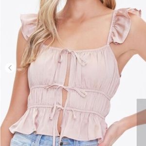 NWOT Forever 21 Tiered Ruffle-Trim Top Black